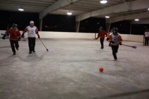 Broomball teams play once a week during most winters. (Maureen McCollum/WPR)