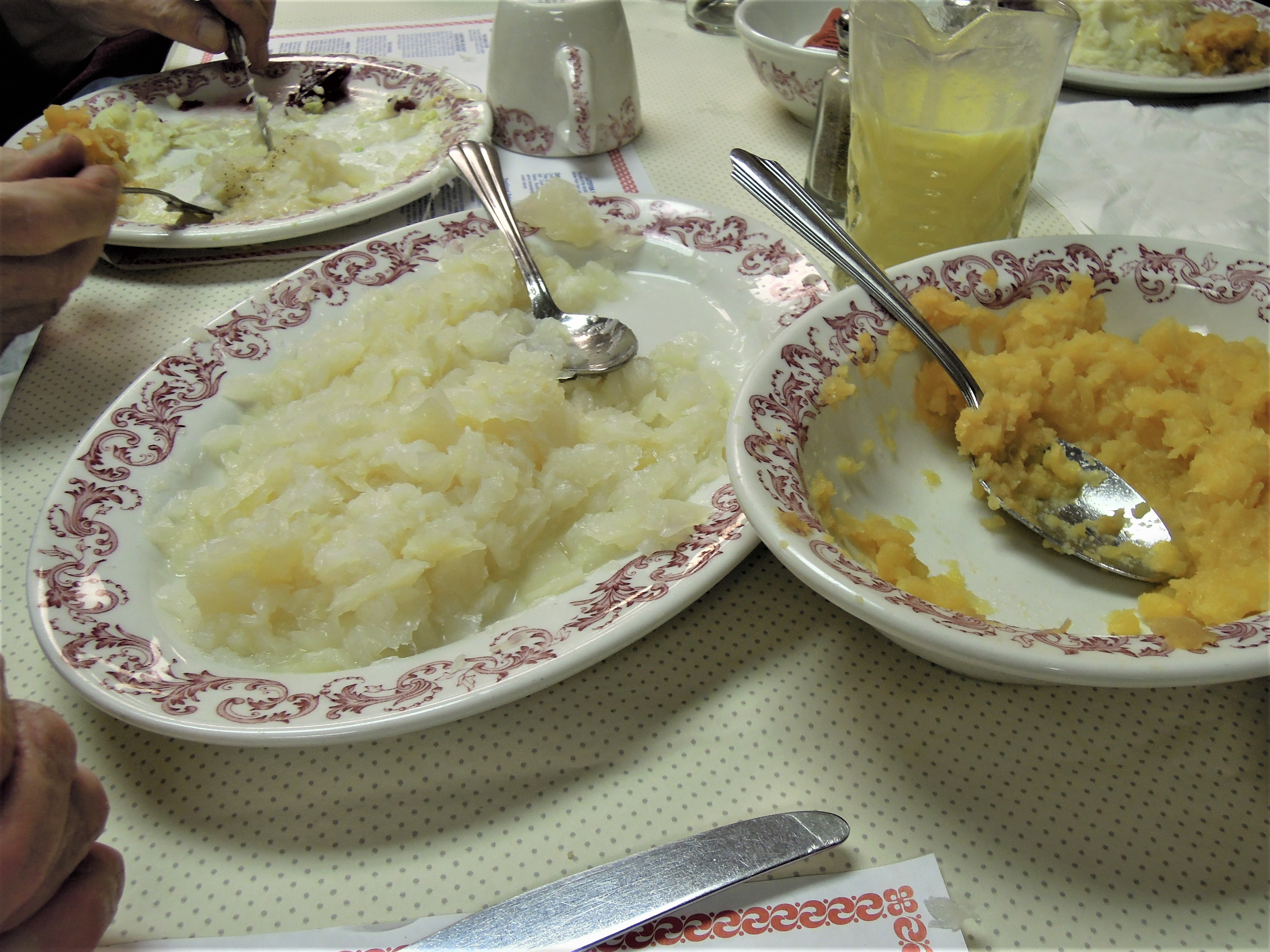 Plates of lutefisk and rutabaga served at Christ Lutheran Church in DeForest, Wisconsin.