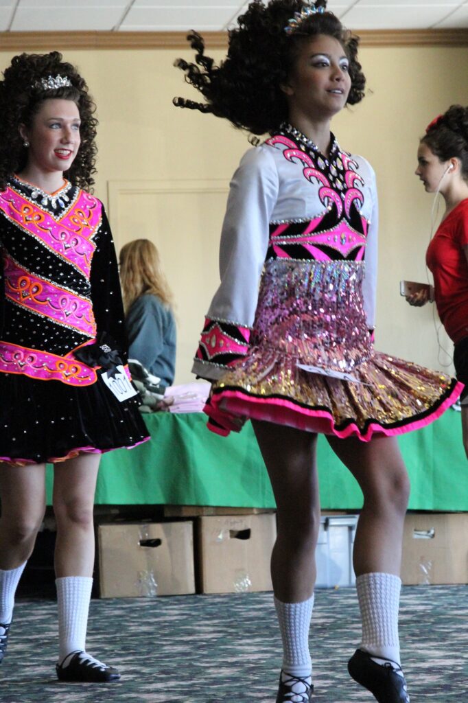 Irish dancers practice before their competition in the conference center lobby. (Photo by Molly McCollum)