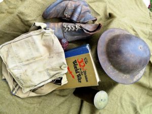 Vincent Hood's family still has many of his WWI artifacts, including his boots, helmet, and gas mask.