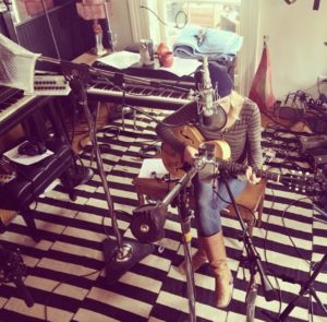 Adriel Denae recording her record at Ralph’s Place, Brooklyn, NY. (Photo by Jason Abraham Roberts)