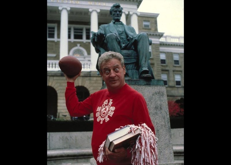 Rodney Dangerfield from the film "Back To School." University of Wisconsin's Bascom Hall is in the background (MGM Studios)