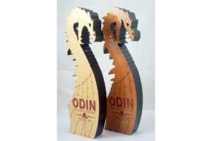 A wood tap handle for Odin Brewing Company in Seattle, Washington, made by AJS Tap Handles in Random Lake, Wisconsin. (Courtesy of AJS Tap Handles)