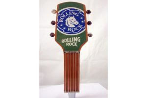 A wood tap handle for Rolling Rock made by AJS Tap Handles in Random Lake, Wisconsin. (Courtesy of AJS Tap Handles)