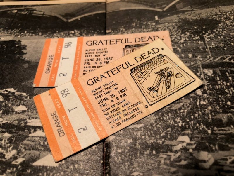 Ticket stubs from a Grateful Dead show at Alpine Valley in 1987. (Steve Gotcher/WPR)
