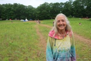 Feather Sherman lives on the road in her ’93 Subaru and helps out with Rainbow gatherings. (Danielle Kaeding/WPR)