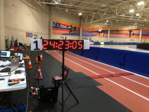 Competitors were on the track for so long, a paper number had to be added to the clock. (Corrinne Hess/WPR)