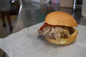 A Pete’s burger. (Mary Kate McCoy/WPR)