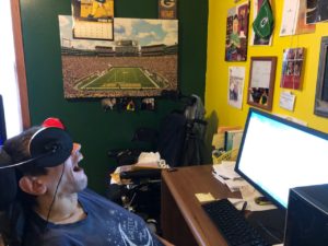 Green Bay Packers memorabilia and photos decorate author Steven Salmon's office. (Maureen McCollum/WPR)