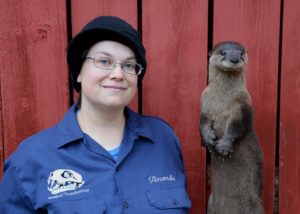 Amanda Bestul and a taxidermic otter she created. (Photo courtesy of Amanda Bestul)