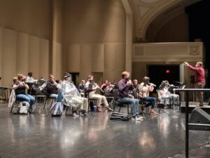 UWM's Symphony Band rehearses in Bader Concert Hall. (Photo by Jessica Gatzow)