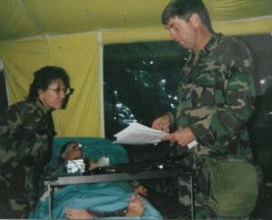 Jo Ann Schedler at the Fort McCoy as part of the 452nd Combat Support Hospital Training in 1990. (Courtesy of Maj. Jo Ann Schedler)