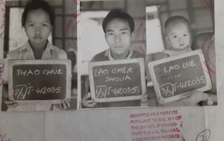 Lisa Chue Thao, her husband, William Shoua Lor, and their son, Bryan Seng Lor, at a refugee camp in Thailand. (Courtesy of Yia Lor)