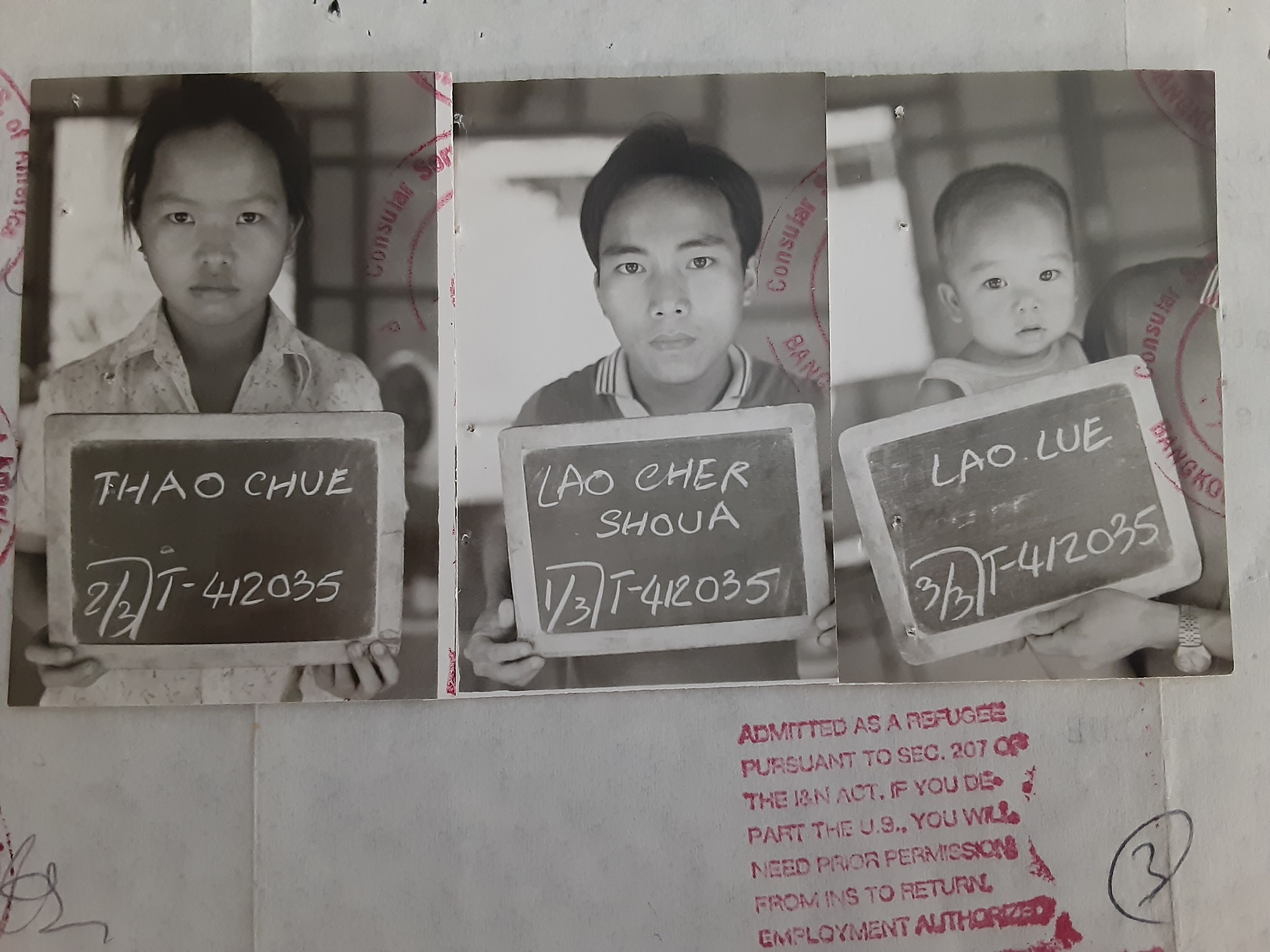 Lisa Chue Thao, her husband, William Shoua Lor, and their son, Bryan Seng Lor, at a refugee camp in Thailand. (Courtesy of Yia Lor)