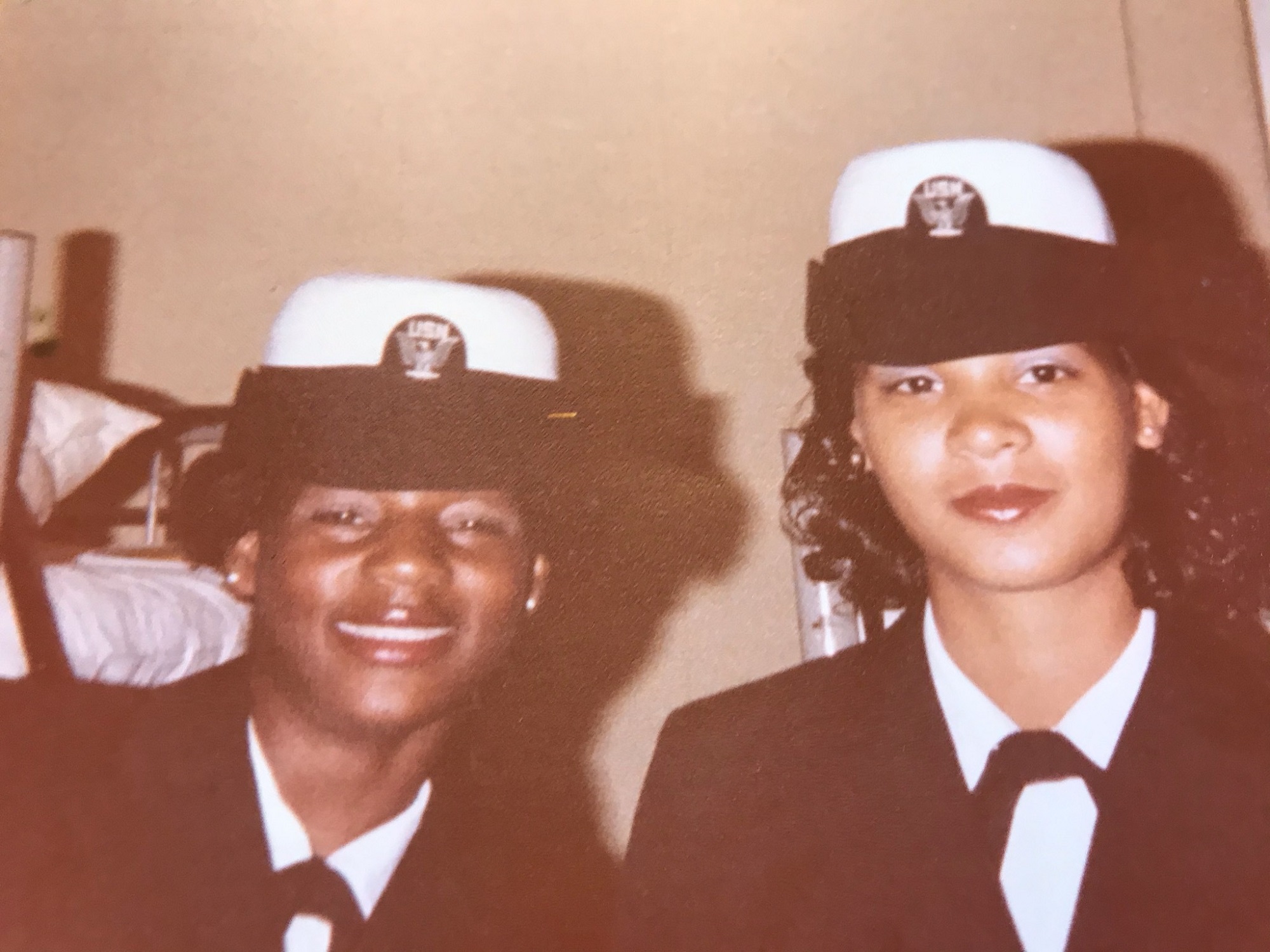 Legal Chief Lorrie McNeal Saylor and Floretta Lewis, aka Aunt Flo, in boot camp. (Courtesy of Lorrie McNeal Saylor)