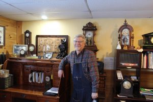 Stacy Wagler, owner of Wind Me Up Clock Shop. (Photo by Ben Meyer WXPR)