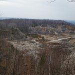 View of Rib Mountain's quartzite quarry on a trail that leads up and around the quarry and back down the mountain. (Liz Dohms-Harter/WPR)