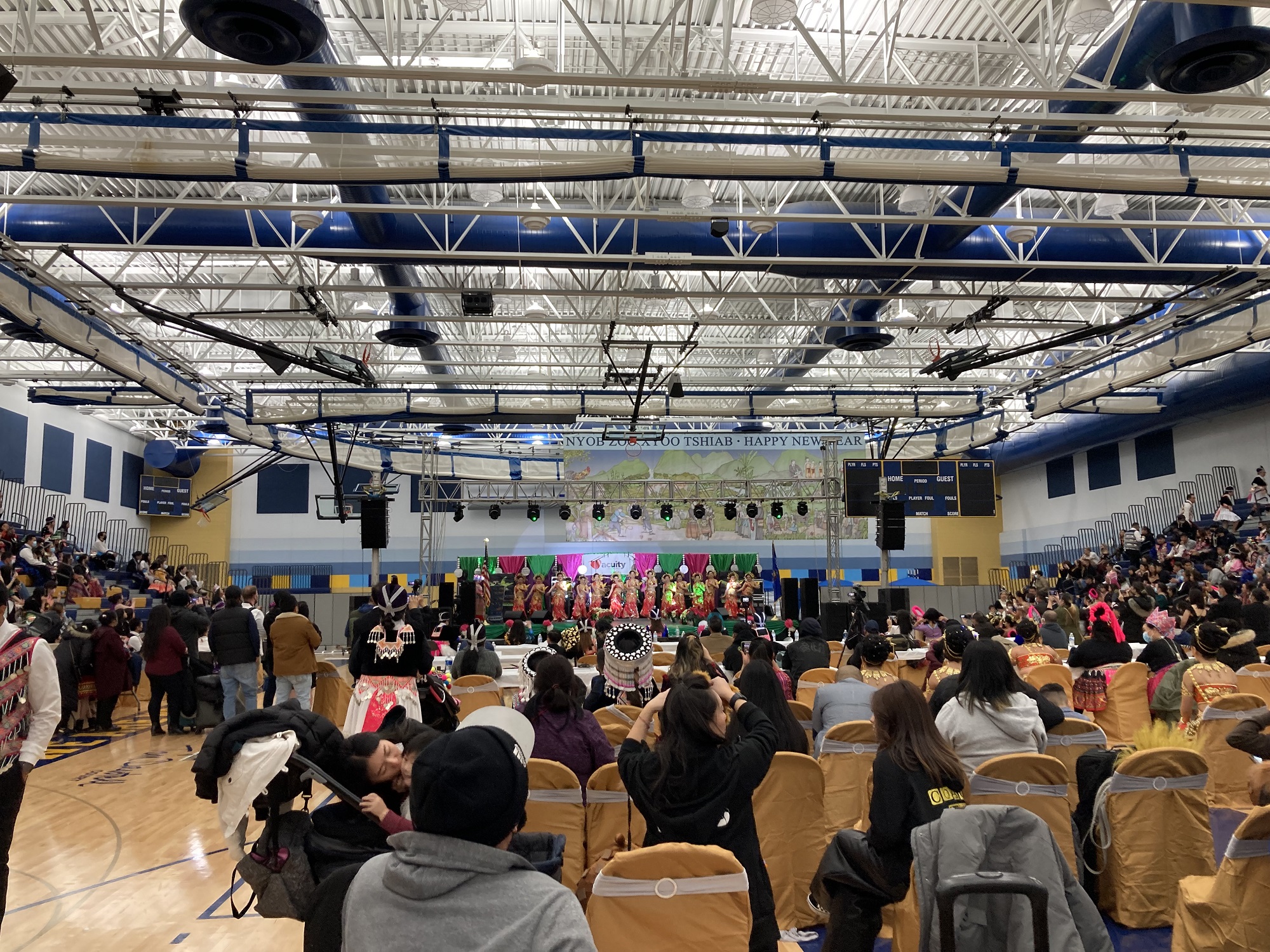 Festival goers packed the Sheboygan North High School gym for Hmong New Year on November 27, 2021. (Photo by Nkaujoua Xiong)