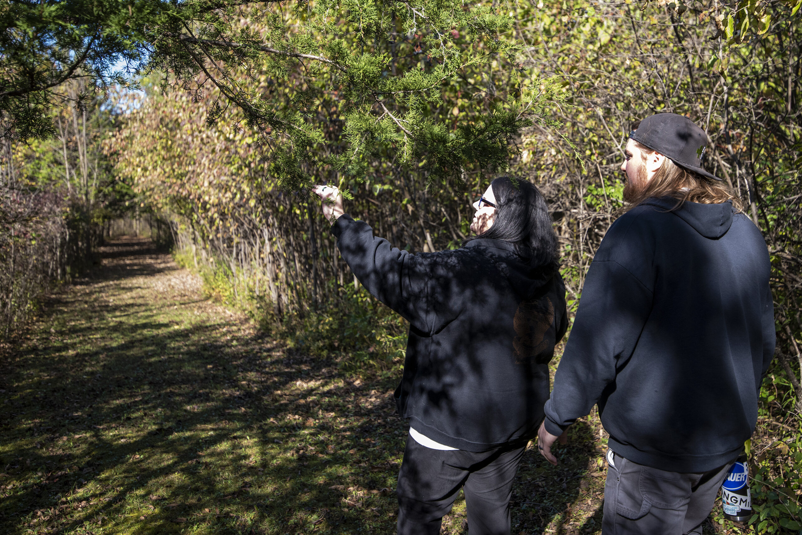 Jodi Davies and her partner Clayton LaCroix begin their search for the oldest tree in Wisconsin on Sunday, Oct. 17, 2021, in Greenleaf, Wis.
