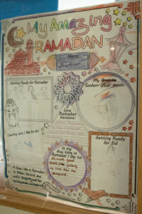 Children’s Ramadan decorations line the walls at Crescent Learning Center in Milwaukee.