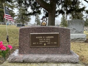 Allen Ludden's grave at Graceland Cemetery in Mineral Point, Wisconsin. (Photo by Dean Robbins)