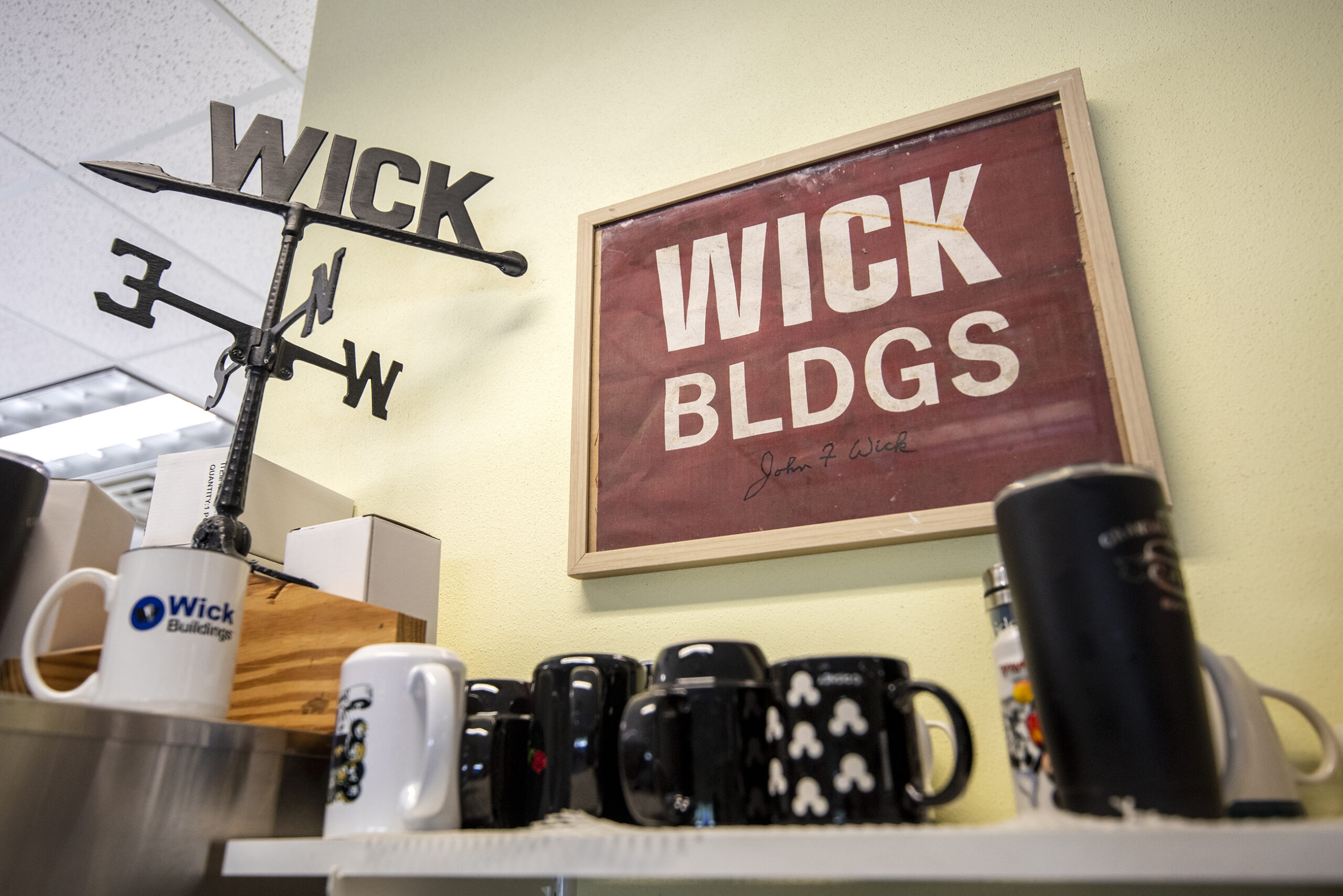 Decorations hang on the walls at Grandma Mary's Café showing Wick memorabilia Wednesday, June 22, 2022, in Mazomanie, Wis. Angela Major/WPR