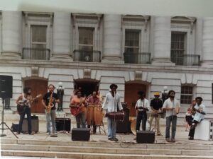 Cuban Salsa Band plays in front of the Wisconsin State Capitol in 1980. (Courtesy of Ricardo Gonzalez)