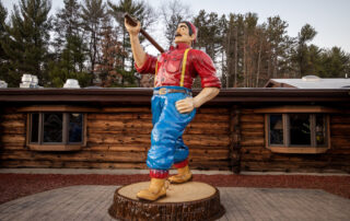 A Paul Bunyan statue stands tall Tuesday, Nov. 22, 2022, at Paul Bunyan's Cook Shanty in Wisconsin Dells, Wis. (Angela Major/WPR)