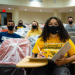 UW-Oshkosh students wear masks as they participate in class. UW-Oshkosh implemented a mask mandate longer than the state to prevent disease transmission in the early part of the pandemic. (Courtesy of UW-Oshkosh)