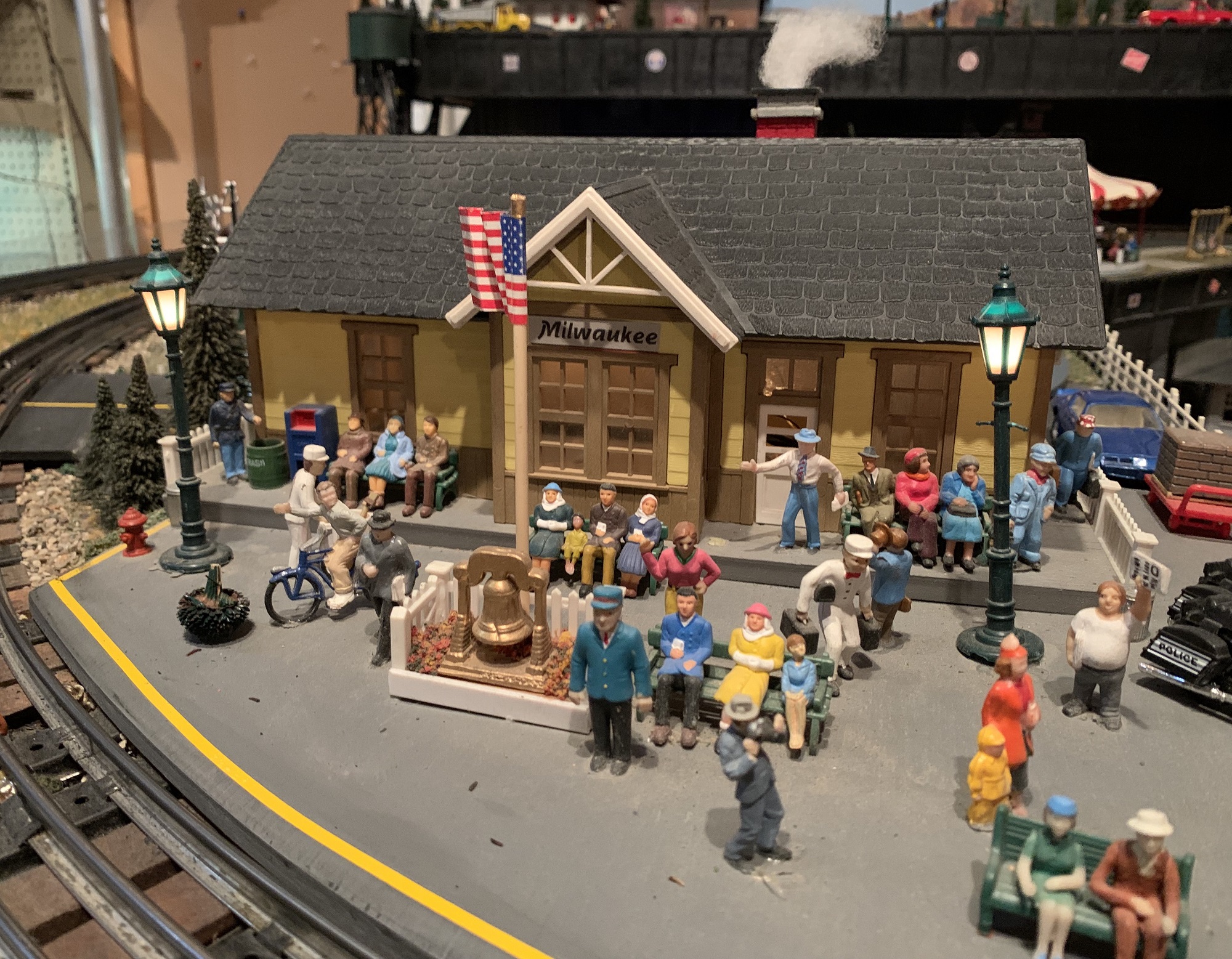 A model of a Milwaukee train station at the Lionel Railroad Club. (Photo by Jane Hampden)