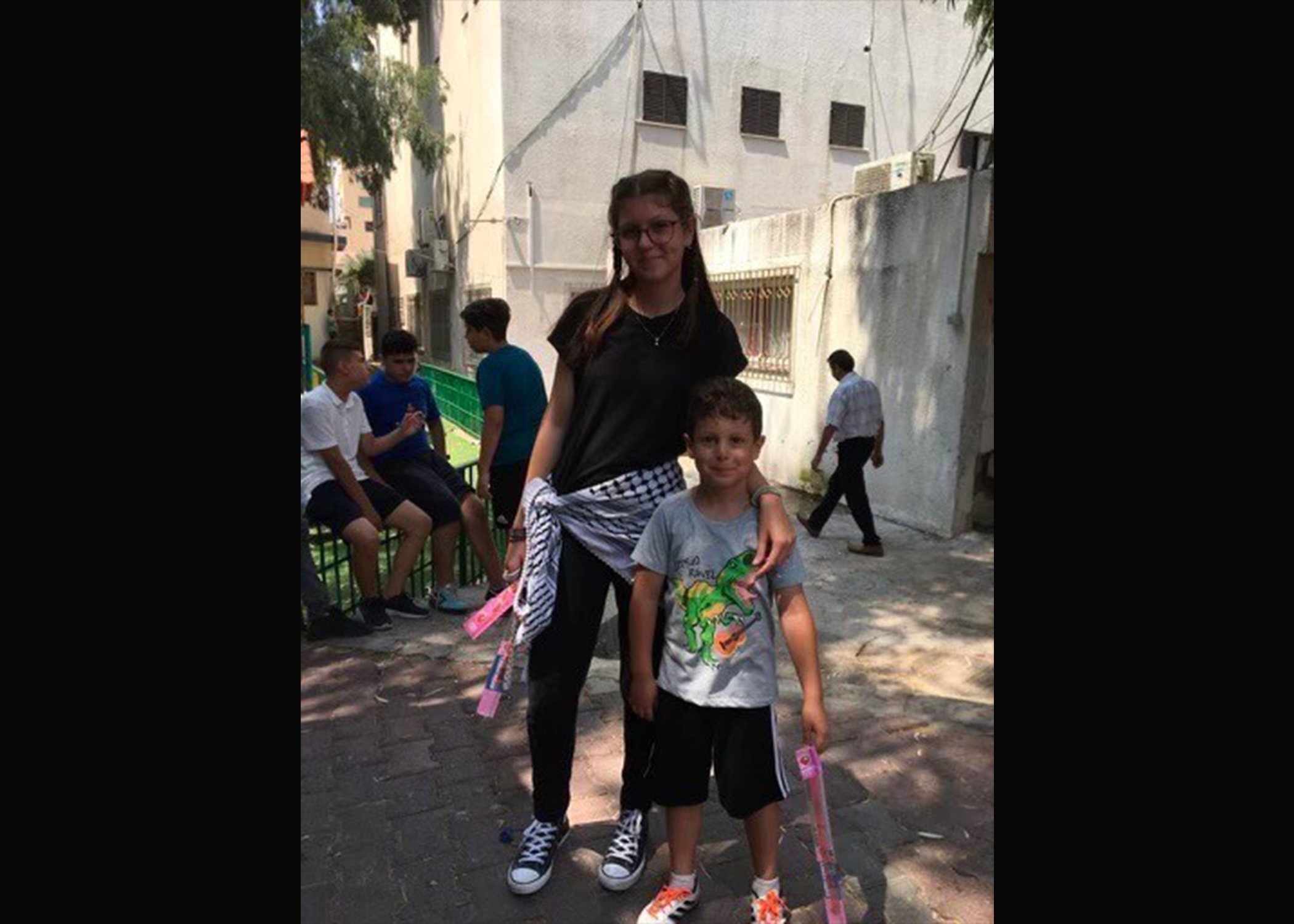 Anastasia and her younger brother in Gaza City in summer 2022, just before she came to study abroad at Monroe High School in Wisconsin. (Courtesy of her family)