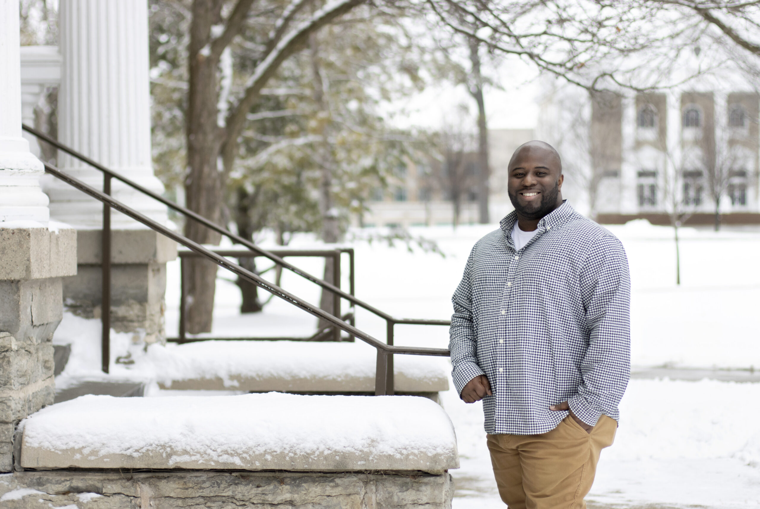 Jesús Gregorio Smith, Assistant Professor of Ethnic Studies at Lawrence University, stands for a portrait on Main Hall Green Monday, January 13, 2020. (Courtesy of Jesús Gregorio Smith)