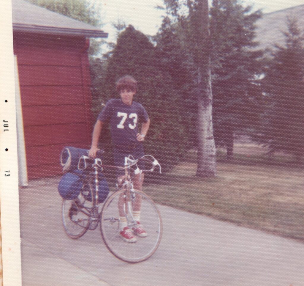 Mark Blaskey at the start of his bike ride in Antigo, Wisconsin on July 9, 1973. (Courtesy of Mark Blaskey)