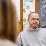 Daniel Schleicher participates in UW's Odyssey Beyond Bars program at Oakhill Correctional Institution in 2021. Through the program, he wrote a personal essay about his family. (Photo by Chris Bacarella)