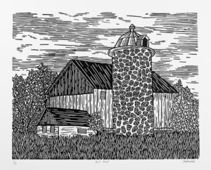 Artist print of farm.