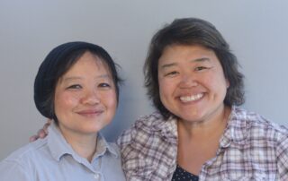 Beth Lo (l) and Mai J. Lo Lee (r) of Appleton, Wisconsin at a recording session in the StoryCorps Mobile Tour stop in Green Bay, Wisconsin on August 20, 2023. (Courtesy of StoryCorps)
