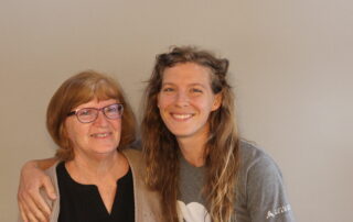 Eileen and Rachel Bordeleau at their StoryCorps Mobile Tour stop recording in Green Bay, Wisconsin on August 17, 2023. (Courtesy of StoryCorps)
