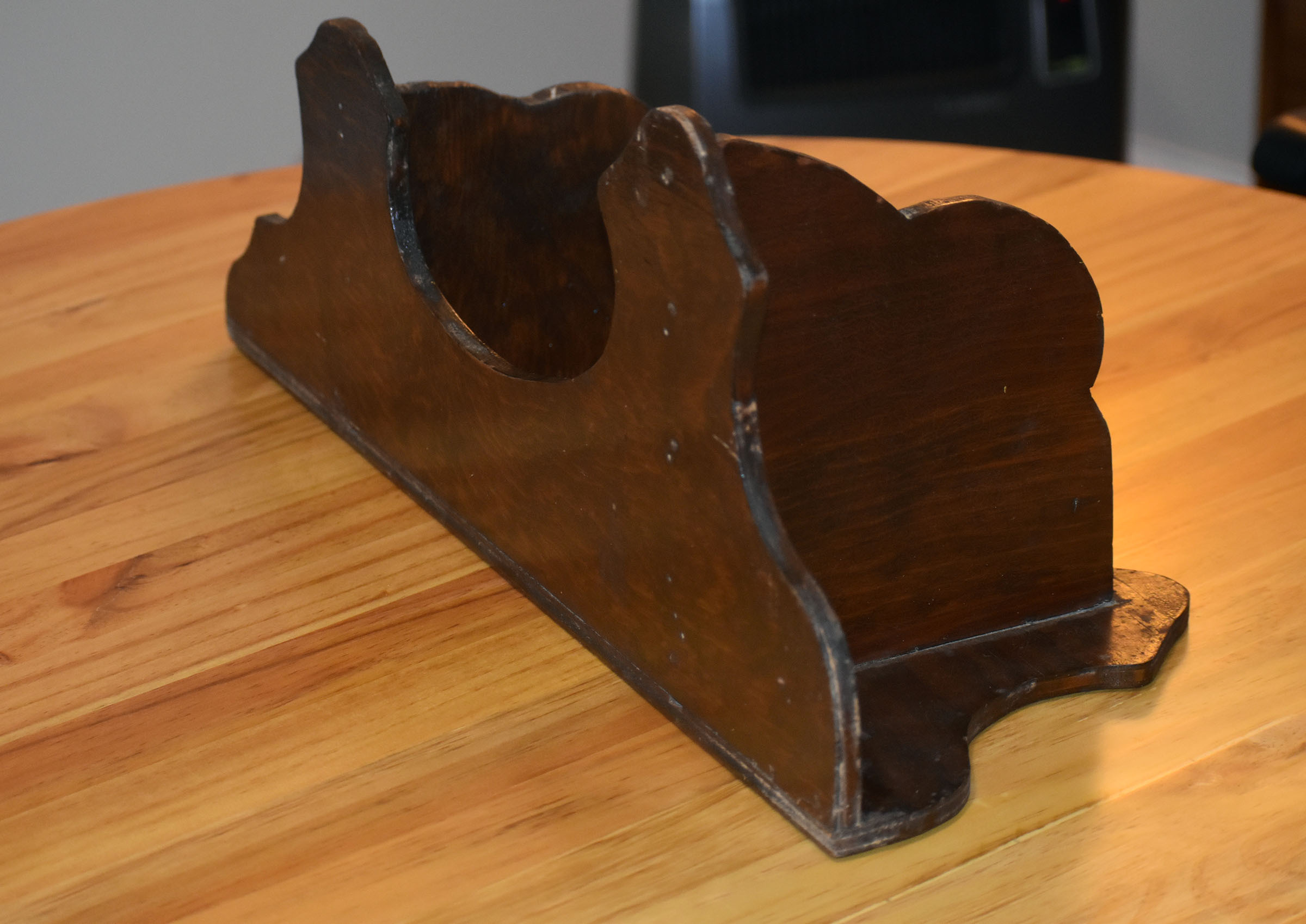 John Klungness made this corner shelf as a kindergarten student at the McCaskill Training School in Superior, Wis. in 1937-1938. <i>Danielle Kaeding/WPR</i>